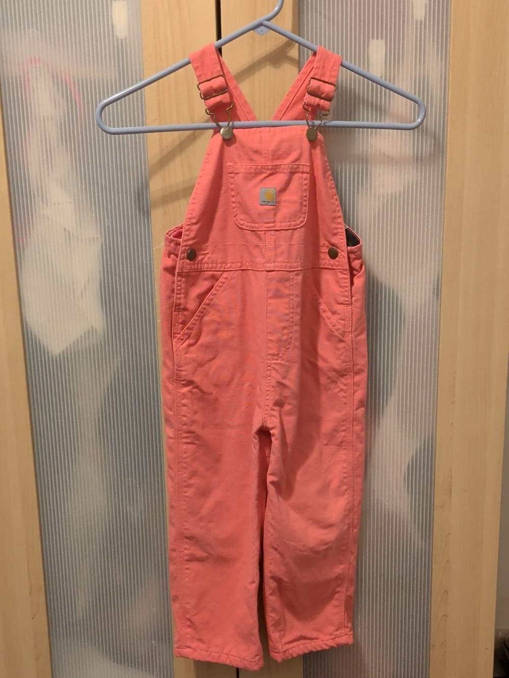 Carhartt Kids Coral-Orange Bib Overalls
